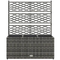 Fioriera con Grigliato per Rampicanti con 3 Vasi in Acciaio e Rattan PE, 84x30x107cm, Grigio