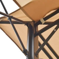 Gazebo Pergola da Esterno 3.3x3.3m con Doppio Tettuccio e Telo Estraibile, Marrone Chiaro