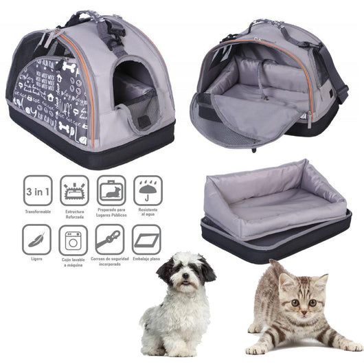 Trasportino per cani e gatti cuccia & borsa 3 in 1 max 6 kg trasformer kalimantan