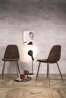 E-STYLO Sedia in similpelle moka vintage con gambe in metallo antracite, imbottita, 44cm X 50cm H. 84cm.