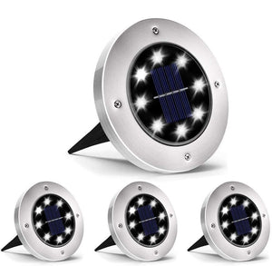 4 FARO LAMPADA LED SOLARE DA ESTERNO GIARDINO FARETTO 8 LED PICCHETTO SEGNAPASSI