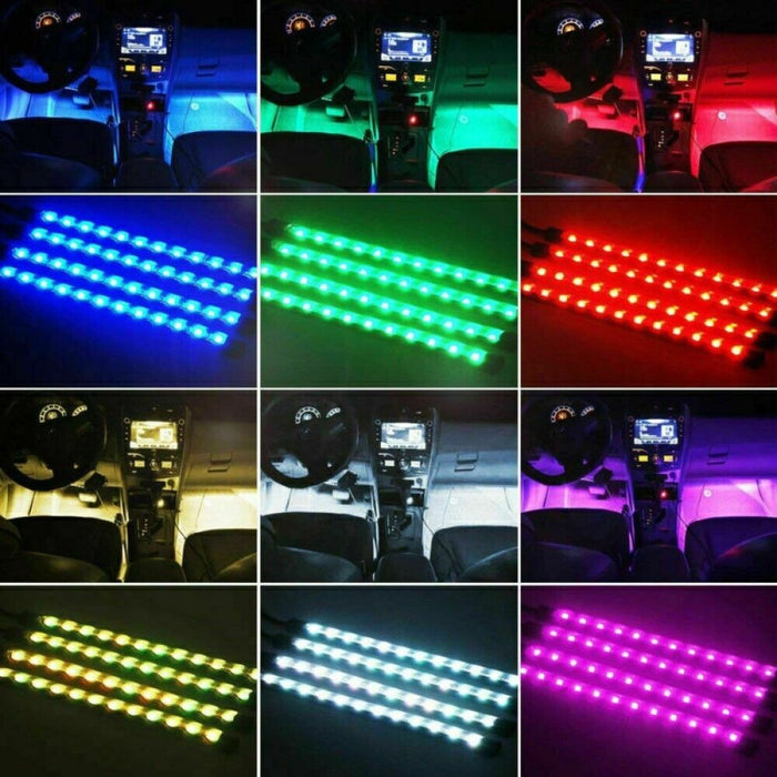 4 Luci Interne Atmosfera  Striscia Colori Decorazione Led RGB Auto FO-Q529