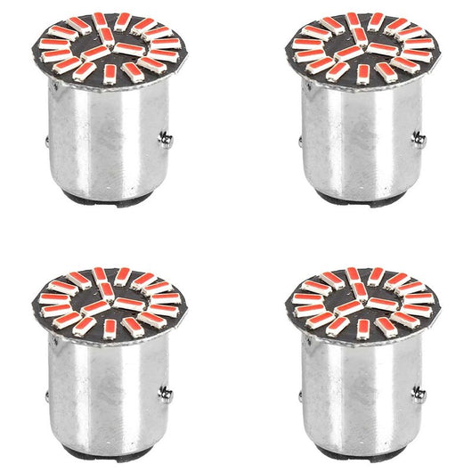 4 Pezzi Lampada Led BAY15D 1157 P21W 18 SMD 4014 12V 300lm 1W/0.3W Doppio Filamento Luce Rosso Piedi Sfalsati 180g 22mm