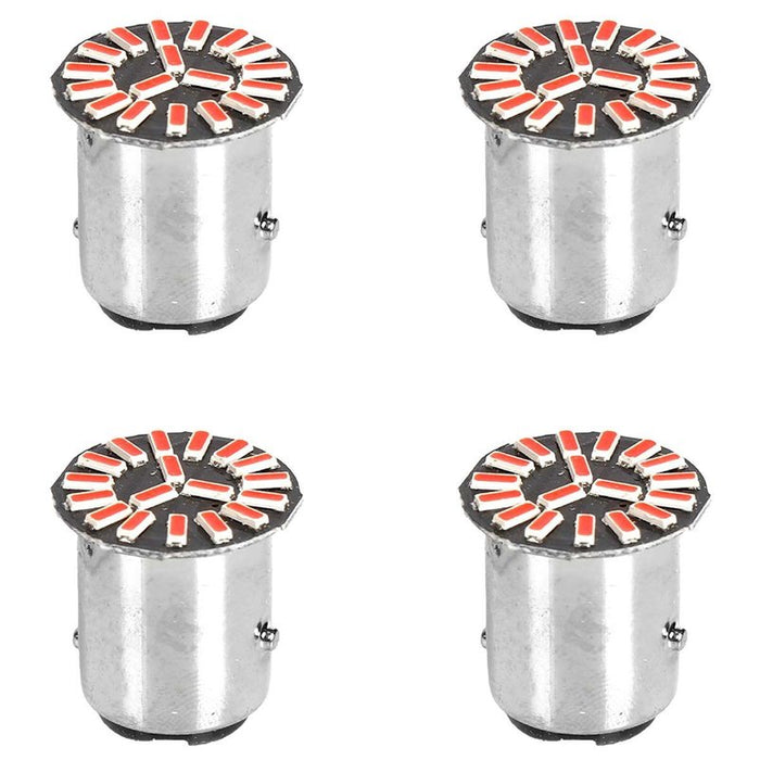 4 Pezzi Lampada Led BAY15D 1157 P21W 18 SMD 4014 12V 300lm 1W/0.3W Doppio Filamento Luce Rosso Piedi Sfalsati 180g 22mm