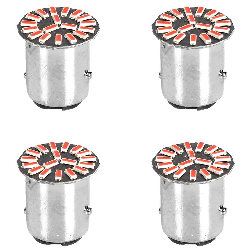 4 Pezzi Lampada Led BAY15D 1157 P21W 18 SMD 4014 12V 300lm 1W/0.3W Doppio Filamento Luce Rosso Piedi Sfalsati 180g 22mm