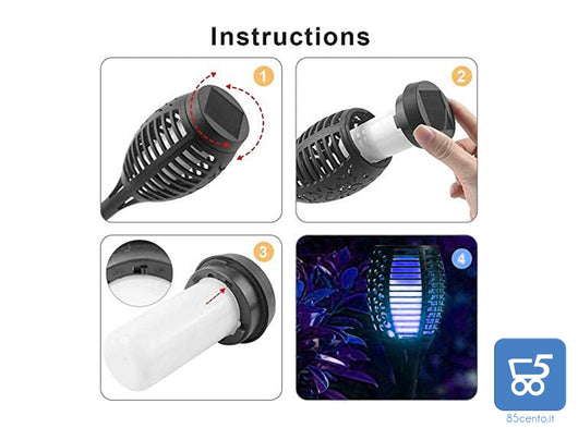 4 Pezzi Lanterna Solare LED Luce BLU Effetto Tremolante per Giardino Vialetti