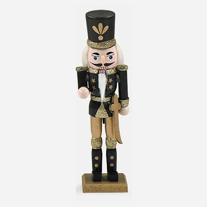 4 Pezzi Schiaccianoci di Natale in Legno Altezza 18cm Serie Nera