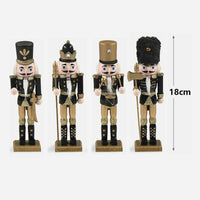 4 Pezzi Schiaccianoci di Natale in Legno Altezza 18cm Serie Nera