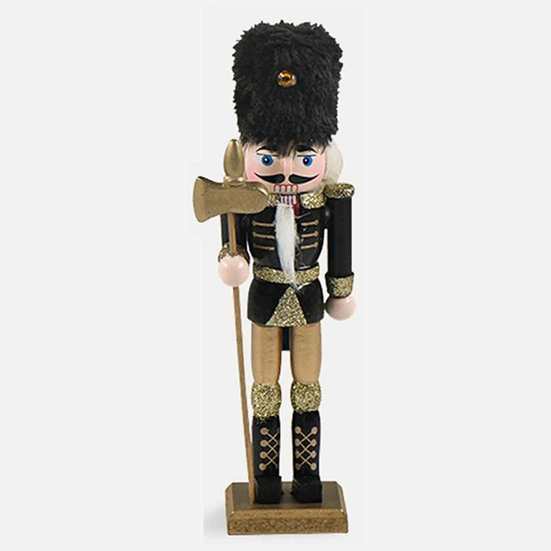 4 Pezzi Schiaccianoci di Natale in Legno Altezza 18cm Serie Nera