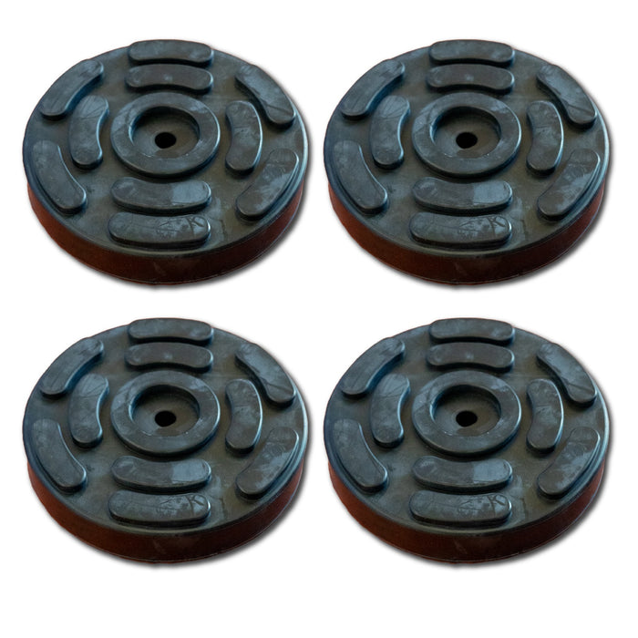 4 Pezzi Tamponi a Cuffia in Gomma Tondo 140x27mm Con Foro Centrale Per Ponte Sollevatore Ravaglioli OMCN