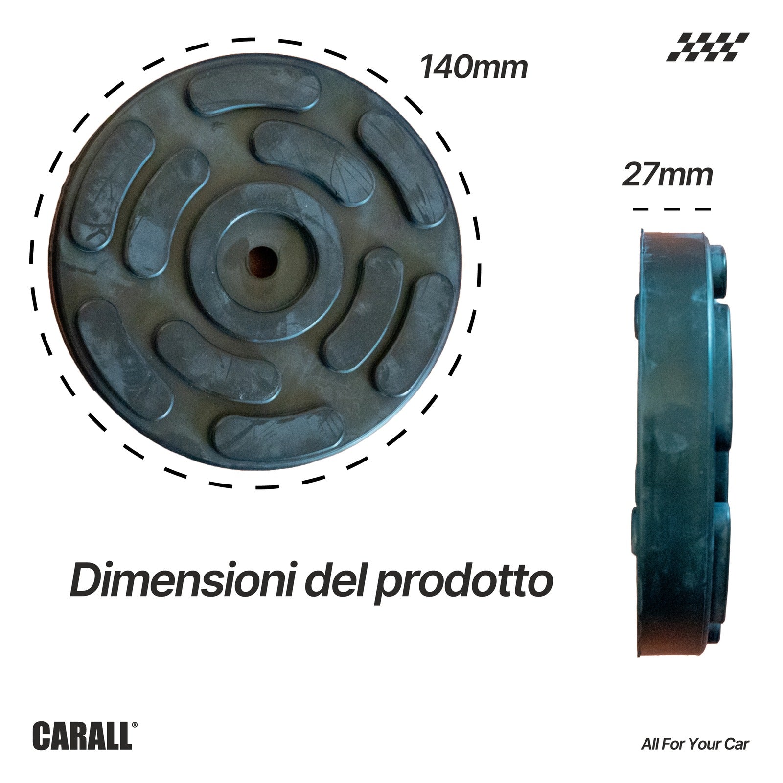 4 Pezzi Tamponi a Cuffia in Gomma Tondo 140x27mm Con Foro Centrale Per Ponte Sollevatore Ravaglioli OMCN