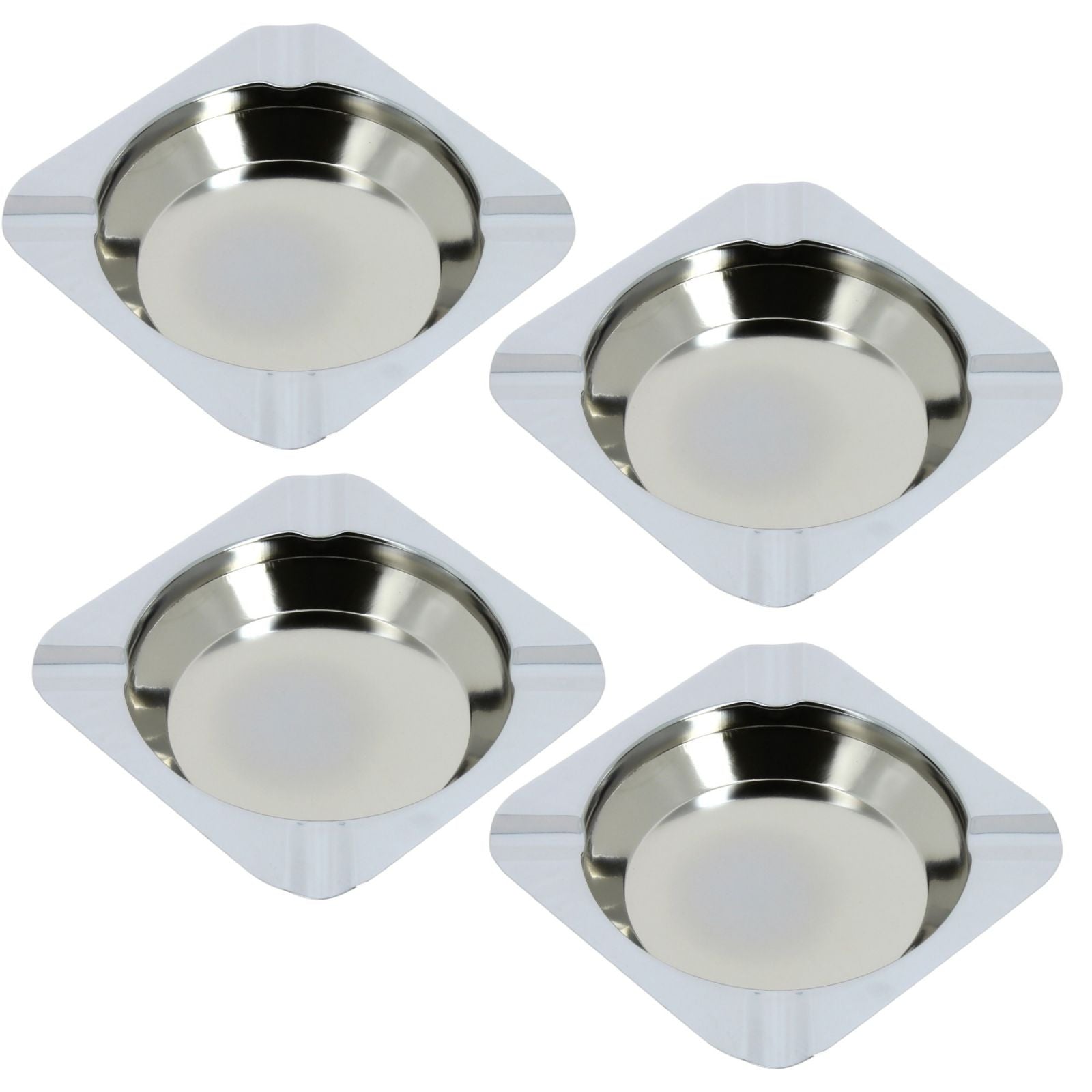 4 Posacenere in Acciaio Inox Diametro 11,5 Cm Posacenere Esterno Interno 59817