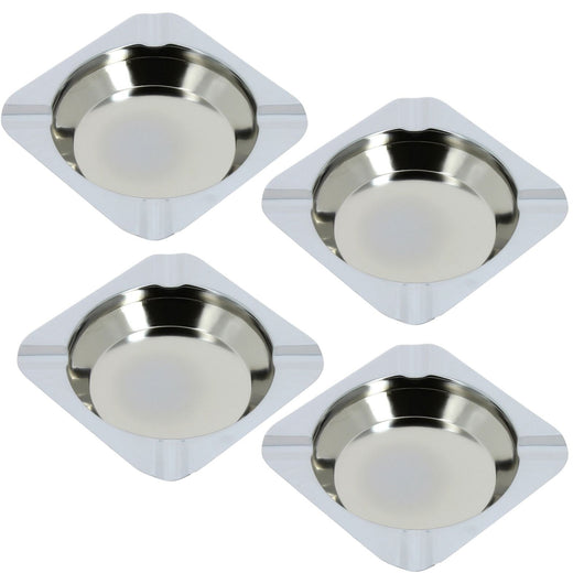4 Posacenere in Acciaio Inox Diametro 11,5 Cm Posacenere Esterno Interno 59817