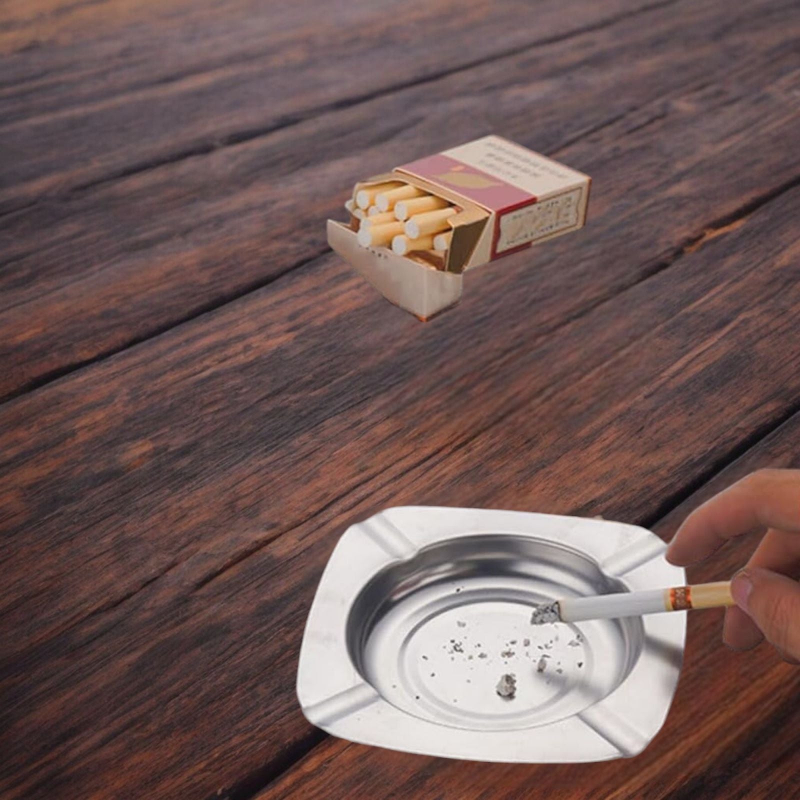 4 Posacenere in Acciaio Inox Diametro 11,5 Cm Posacenere Esterno Interno 59817