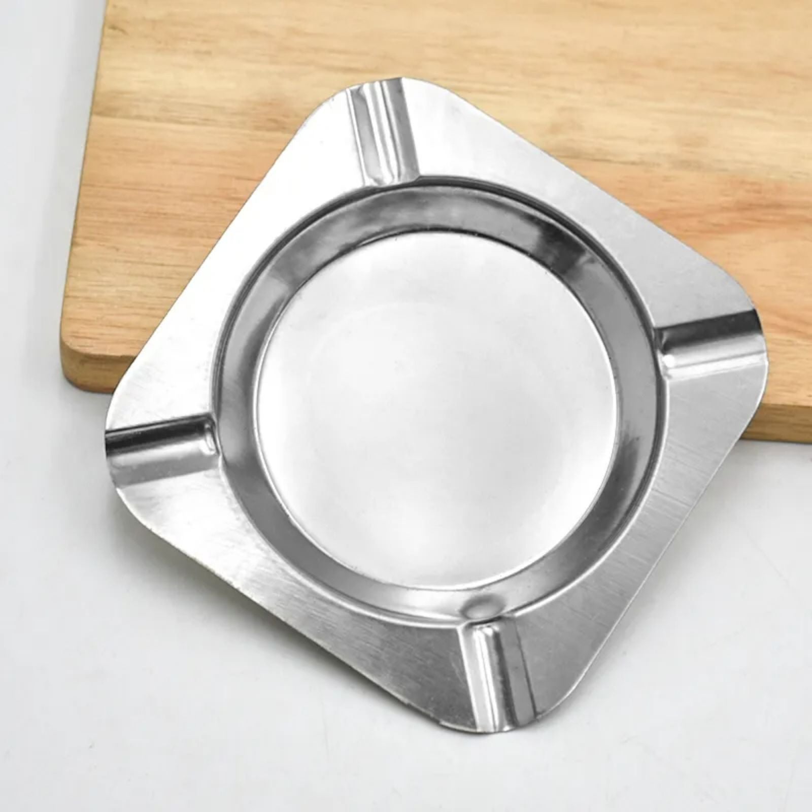 4 Posacenere in Acciaio Inox Diametro 11,5 Cm Posacenere Esterno Interno 59817