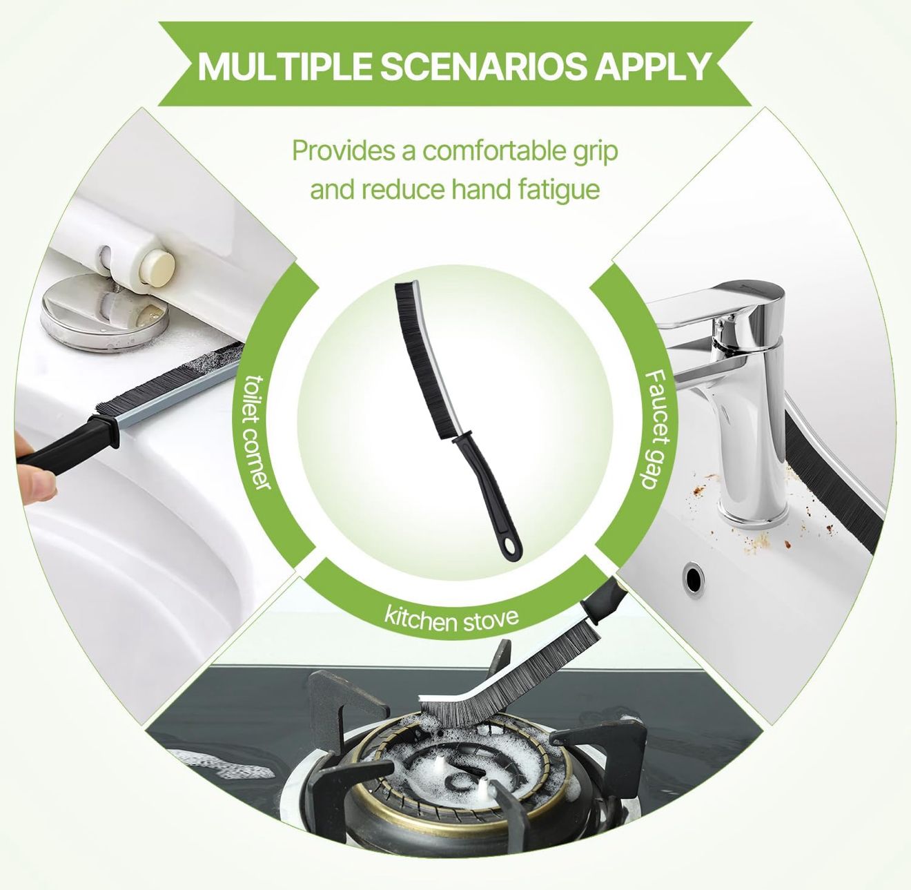 4 Spazzole per Pulizia Fessure con Setole Rigide ideale per bagno piastrelle doccia