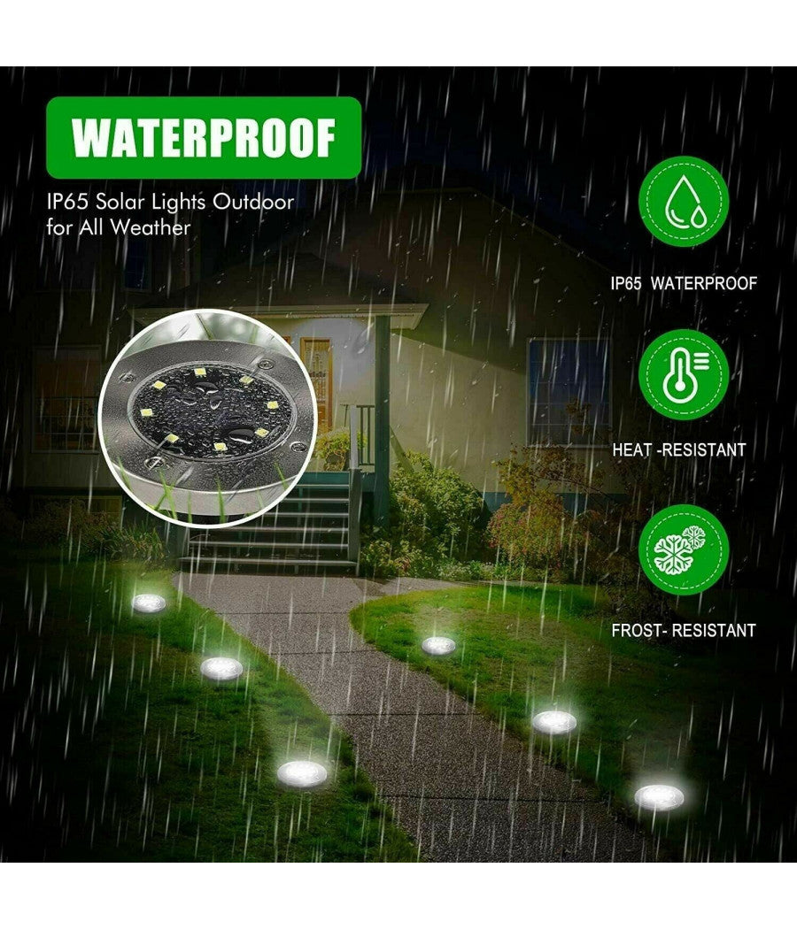 Trade Shop - 4 Faro Lampada 8 Led Rgb Solare Da Esterno Giardino Faretto Picchetto Segnapassi -