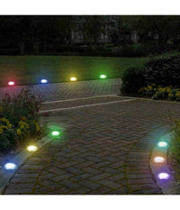 Trade Shop - 4 Faro Lampada 8 Led Rgb Solare Da Esterno Giardino Faretto Picchetto Segnapassi -