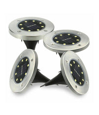 4 Faro Lampada Led Solare Da Esterno Giardino Faretto 8 Led Picchetto Segnapassi         