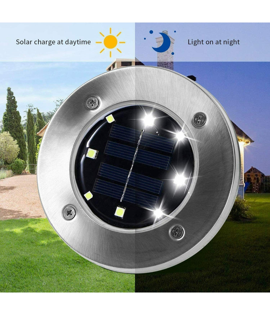 4 Faro Lampada Led Solare Da Esterno Giardino Faretto 8 Led Picchetto Segnapassi         