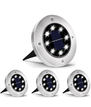 4 Faro Lampada Led Solare Da Esterno Giardino Faretto 8 Led Picchetto Segnapassi         