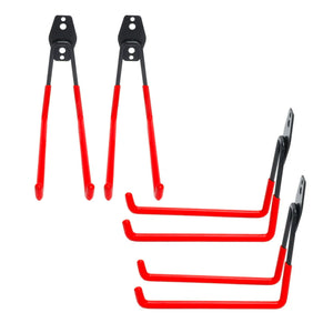 Set Square Large - 4 ganci da garage per carichi pesanti, ganci da parete forma squadrata 18,5x15,5 cm, doppio braccio antiscivolo