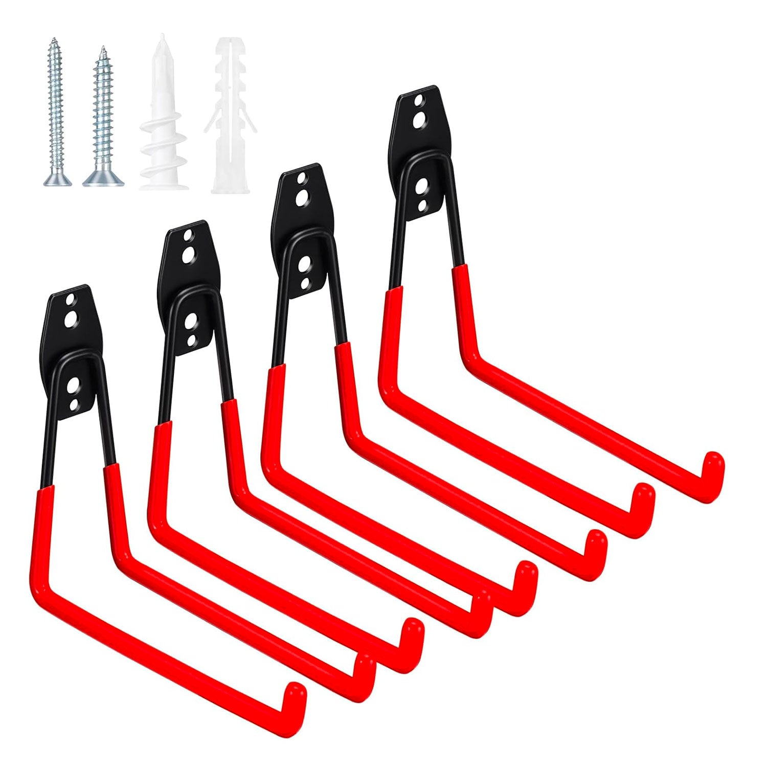 Set Square Large - 4 ganci da garage per carichi pesanti, ganci da parete forma squadrata 18,5x15,5 cm, doppio braccio antiscivolo