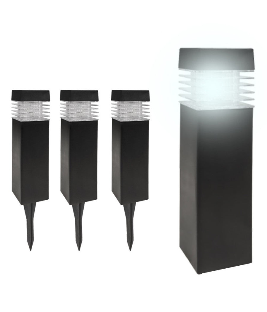 Trade Shop - 4 Lampade Giardino Ricarica Solare Paletti Solari Tecnologia 1led Luce Bianca -