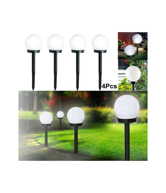 Trade Shop - 4 Lampione Solare 1 Led Giardino 10 Cm Su Picchetto Lampade Globo Per Esterni -