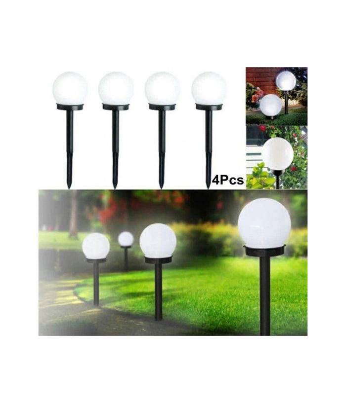 Trade Shop - 4 Lampione Solare 1 Led Giardino 10 Cm Su Picchetto Lampade Globo Per Esterni -