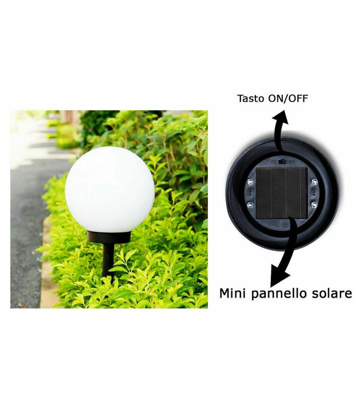 Trade Shop - 4 Lampione Solare 1 Led Giardino 10 Cm Su Picchetto Lampade Globo Per Esterni -