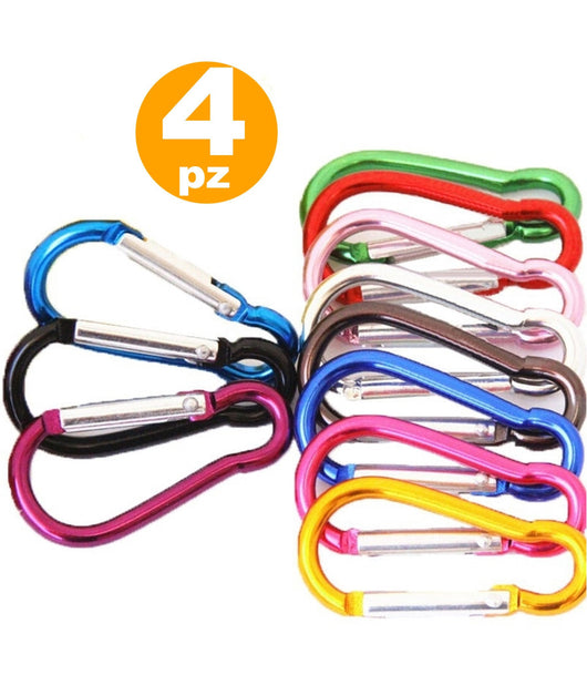 4 Moschettoni 50-60-70-80mm Clip Portachiavi Porta Chiavi In Alluminio C/ Gancio         