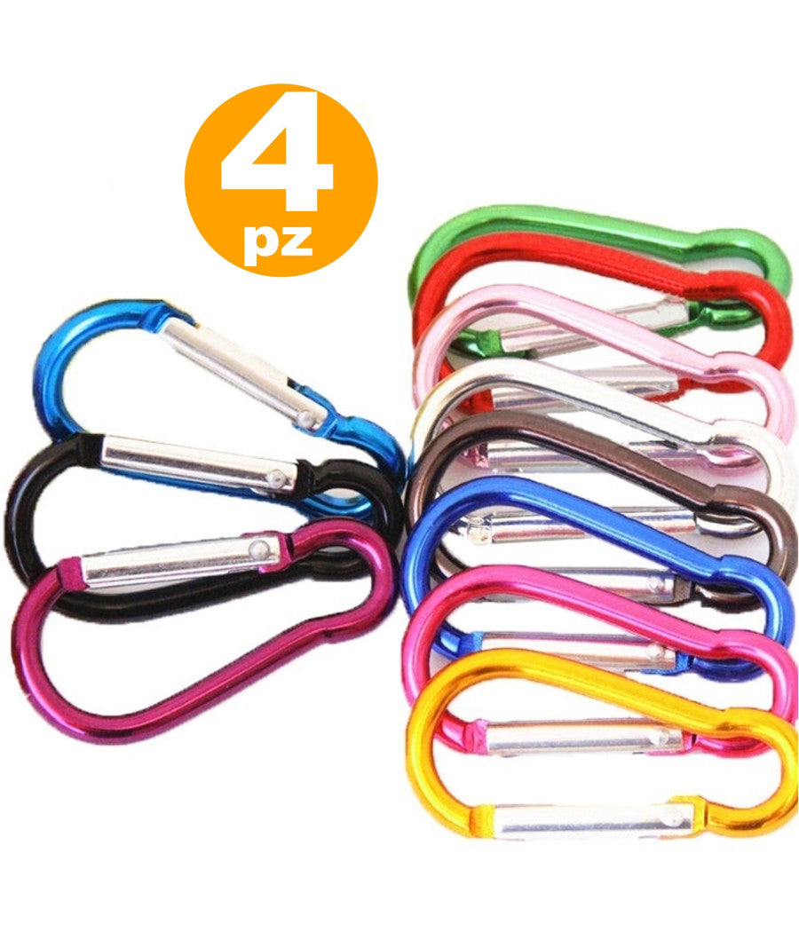 4 Moschettoni 50-60-70-80mm Clip Portachiavi Porta Chiavi In Alluminio C/ Gancio         