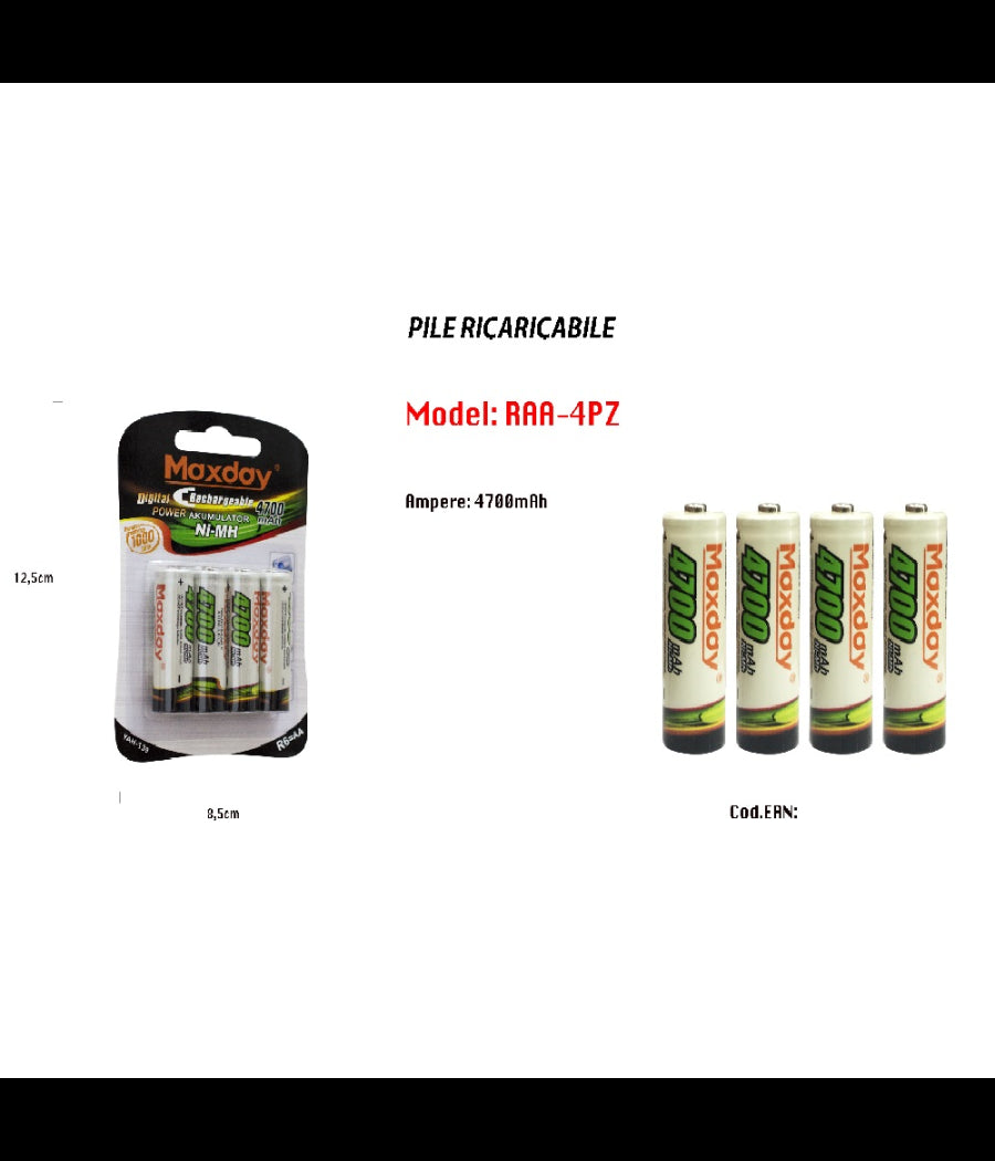 4 Pezzi Pile Aa Batterie Ricaricabili Stilo Da 4700 Mah Batteria Universali Pila         