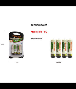 4 Pezzi Pile Aa Batterie Ricaricabili Stilo Da 4700 Mah Batteria Universali Pila         