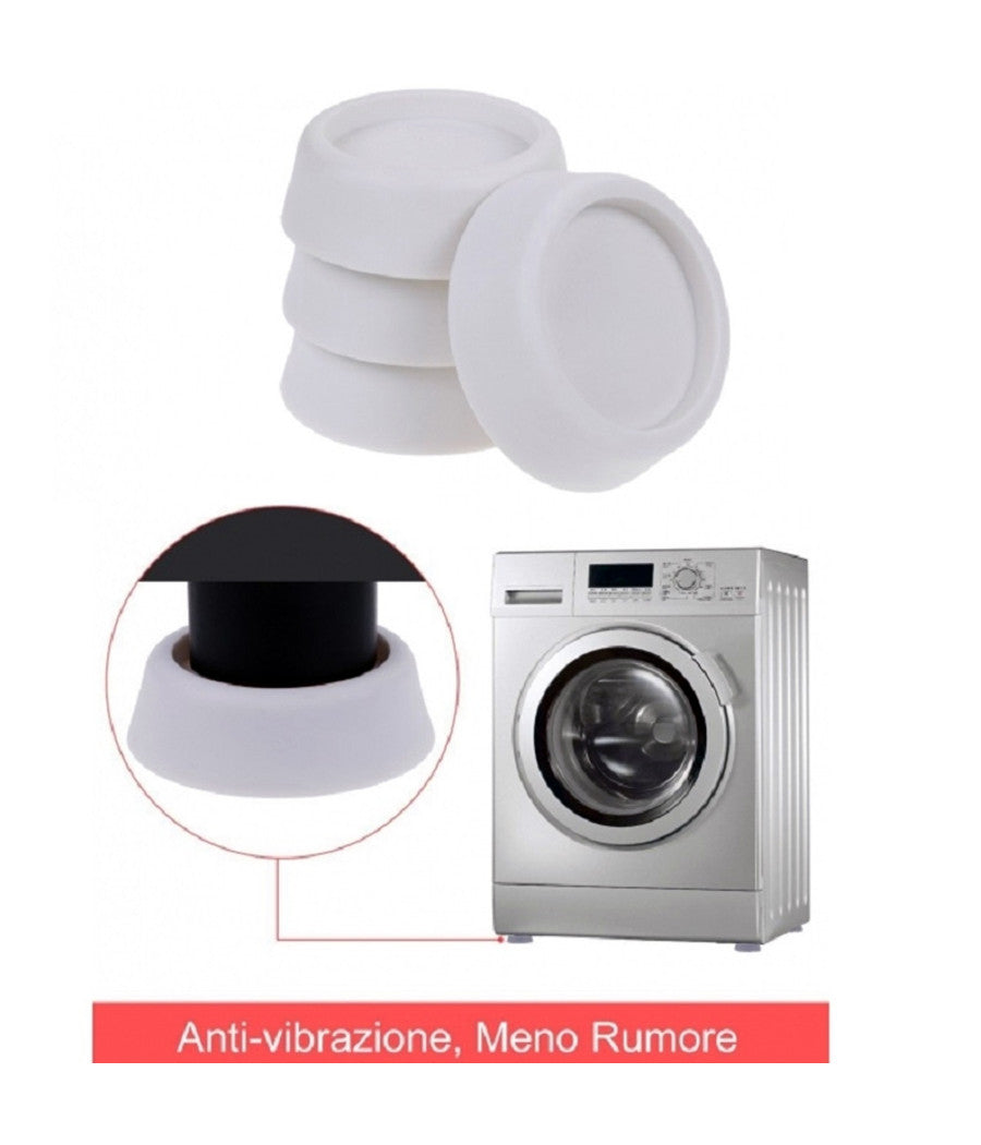 4 Piedini Autoadesivi Tondi Antiscivolo Graffi Vibrazione Lavatrice Asciugatrice         