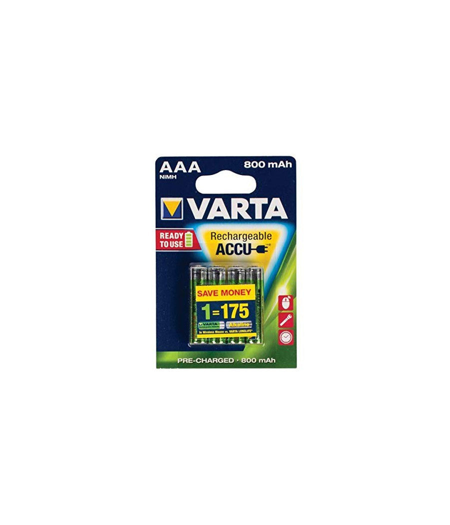 4 Pile Varta Mini Stilo Batterie Ministilo Aaa Alkaline Ricaricabili 800mah Hr03         