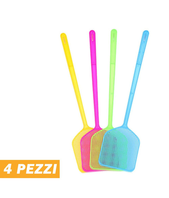 4 Pz Paletta Abbattimosche Abbatti Mosche Scaccia Insetti Colori Assortiti 45 Cm         