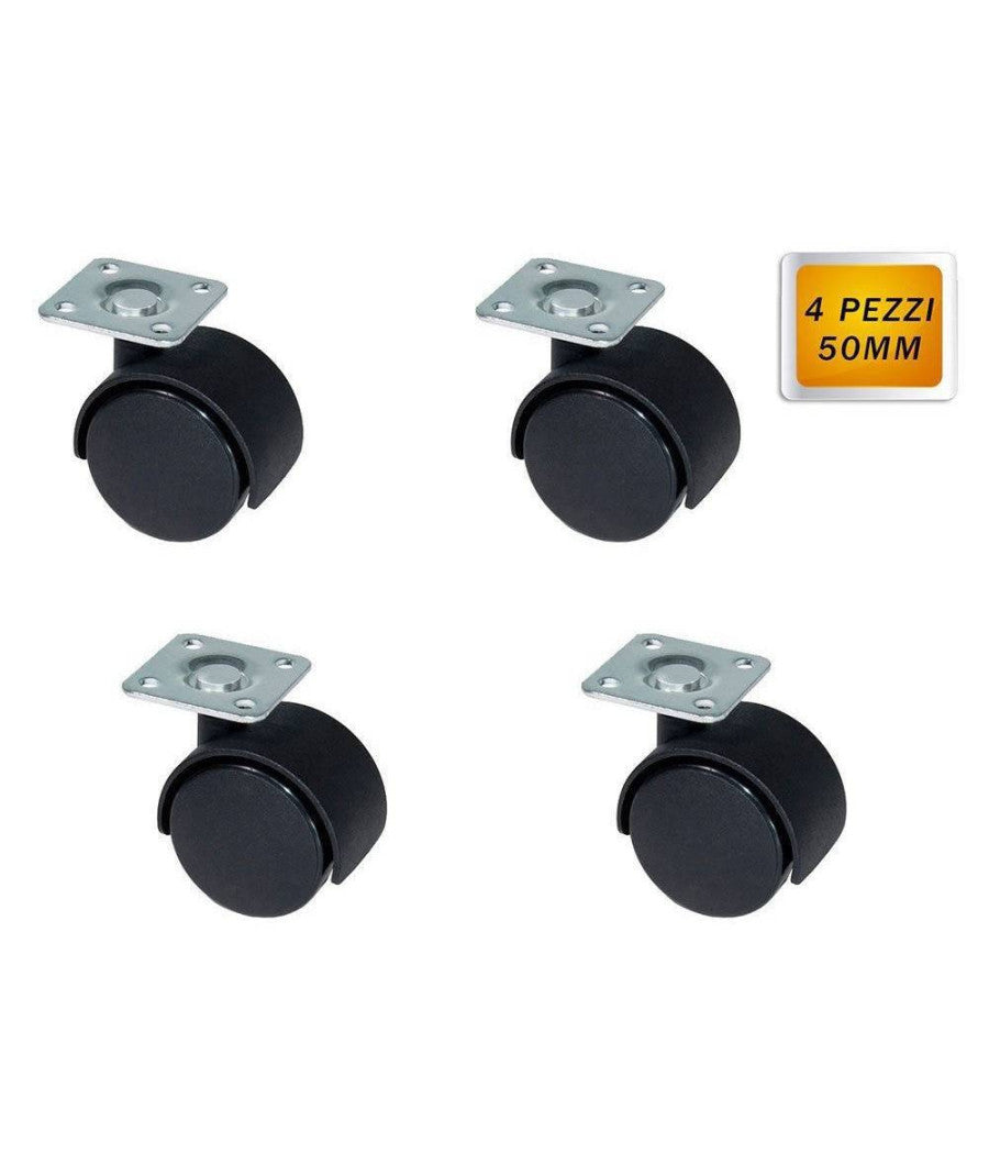 4 Rotelle Ricambio Mobili Tavoli Poltrona Trasporto Ruote Girevoli 360 Da 50mm         