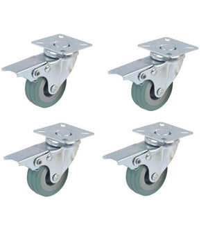 4 Ruota Gomma Ricambio Rotella Carrello Mobili Staffa Girevole Con Freno 75x21         