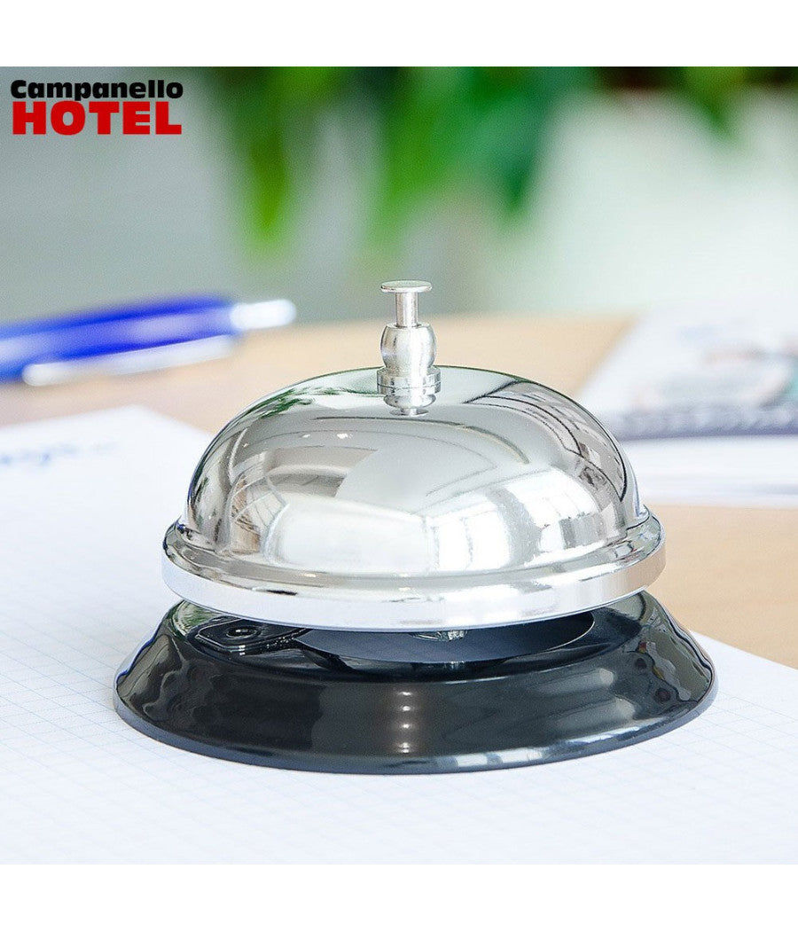 Campanello Da Reception Bancone Hotel Lucido 9x7 Cm In Acciaio Base Antiscivolo         