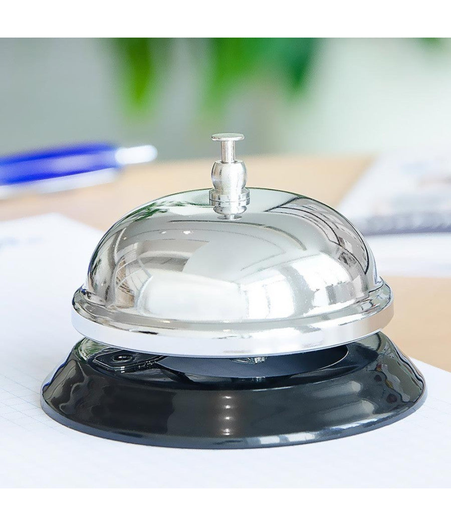 Campanello Da Reception Bancone Hotel Lucido 9x7 Cm In Acciaio Base Antiscivolo         