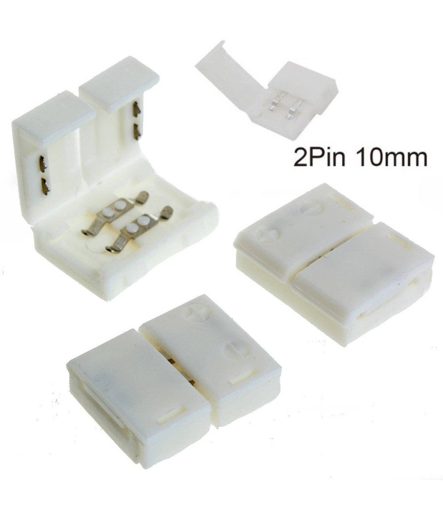 4 X Connettore 10 Mm A Clip Per Strip Strisce A Led Mono Colore Maschio Maschio         