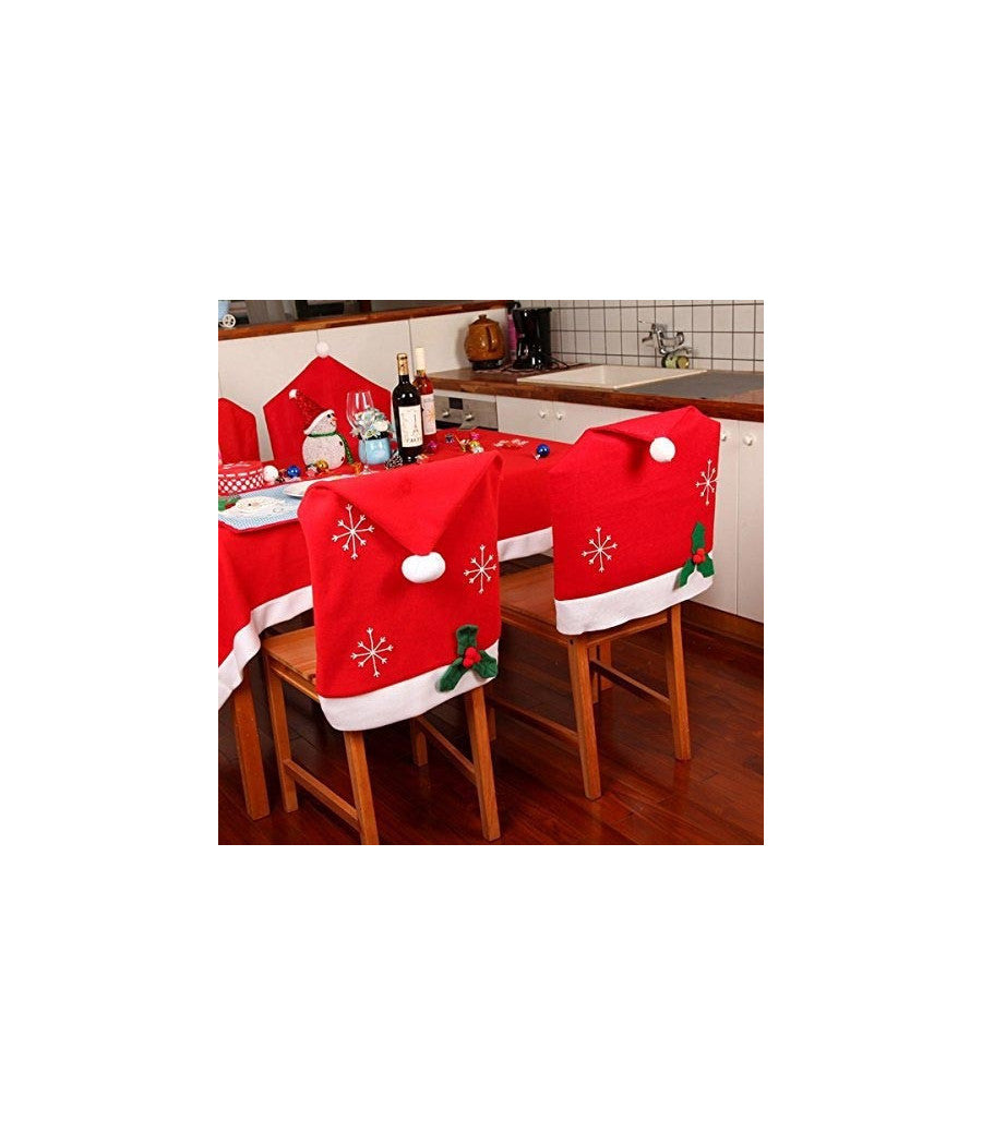 4 X Coprisedia Natalizio Copri Schienale Sedie Decorazione Tavola Cenone Natale         