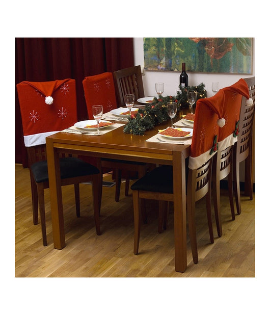 4 X Coprisedia Natalizio Copri Schienale Sedie Decorazione Tavola Cenone Natale         