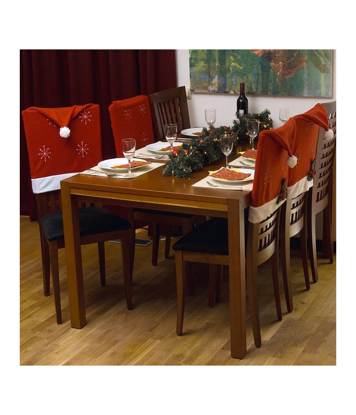 4 X Coprisedia Natalizio Copri Schienale Sedie Decorazione Tavola Cenone Natale         