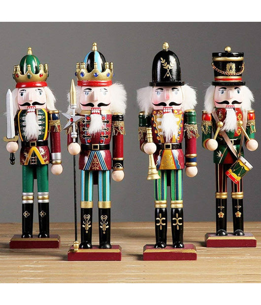 4 X Soldato Schiaccianoci Di Natale In Legno 30 Cm Decorazioni Natalizie 4 Pezzi         