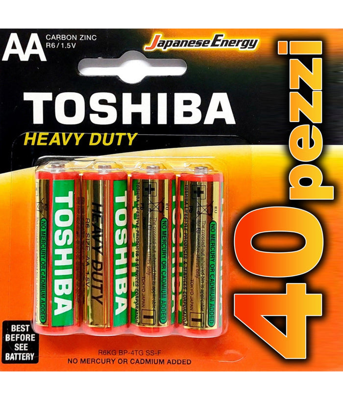 40 Pezzi Batterie Stilo Aa Pile Alkaline Confezione Risparmio Toshiba R6 1.5 V         