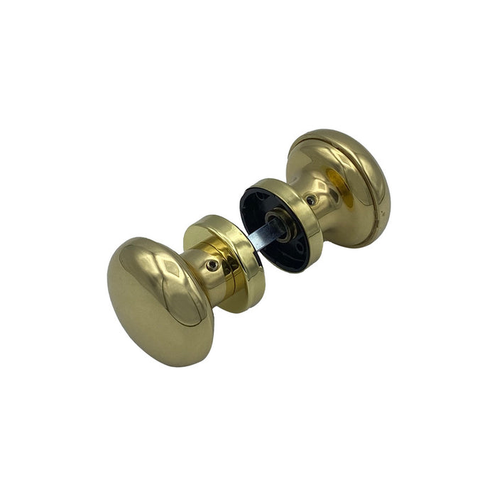 Maniglia su rosetta tonda SAGUATTI  400/60LQ in ottone oro lucido, 2 pezzi