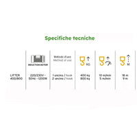 PARANCO VERRICELLO ELETTRICO ARGANO SOLLEVATORE 400/800Kg 1200W H.18m COMPA 